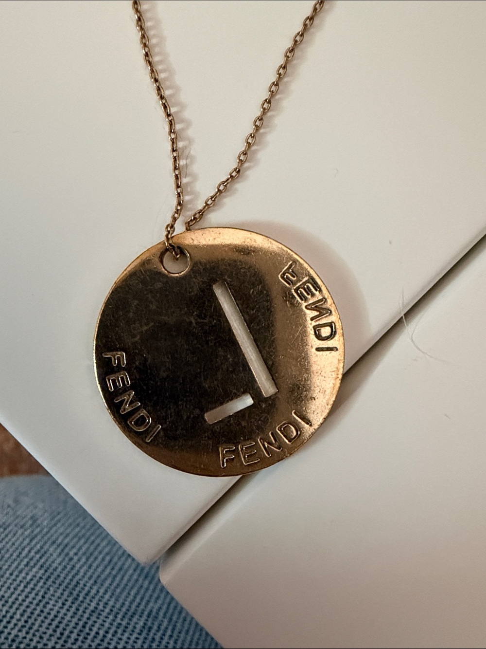 Fendi Gold-Tone Initial 'L' Disc Necklace - Women Jewelry - Picture 3 of 3